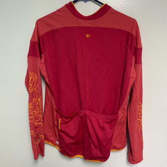 Pearl Izumi Polyester Pink Yellow Floral Embroidered Long Sleeve Y2K Size XL - Picture 3 of 7